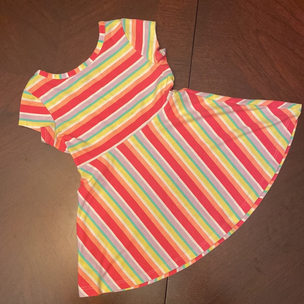 Cat & Jack Rainbow Striped Skater Twirl Dress 12 Months